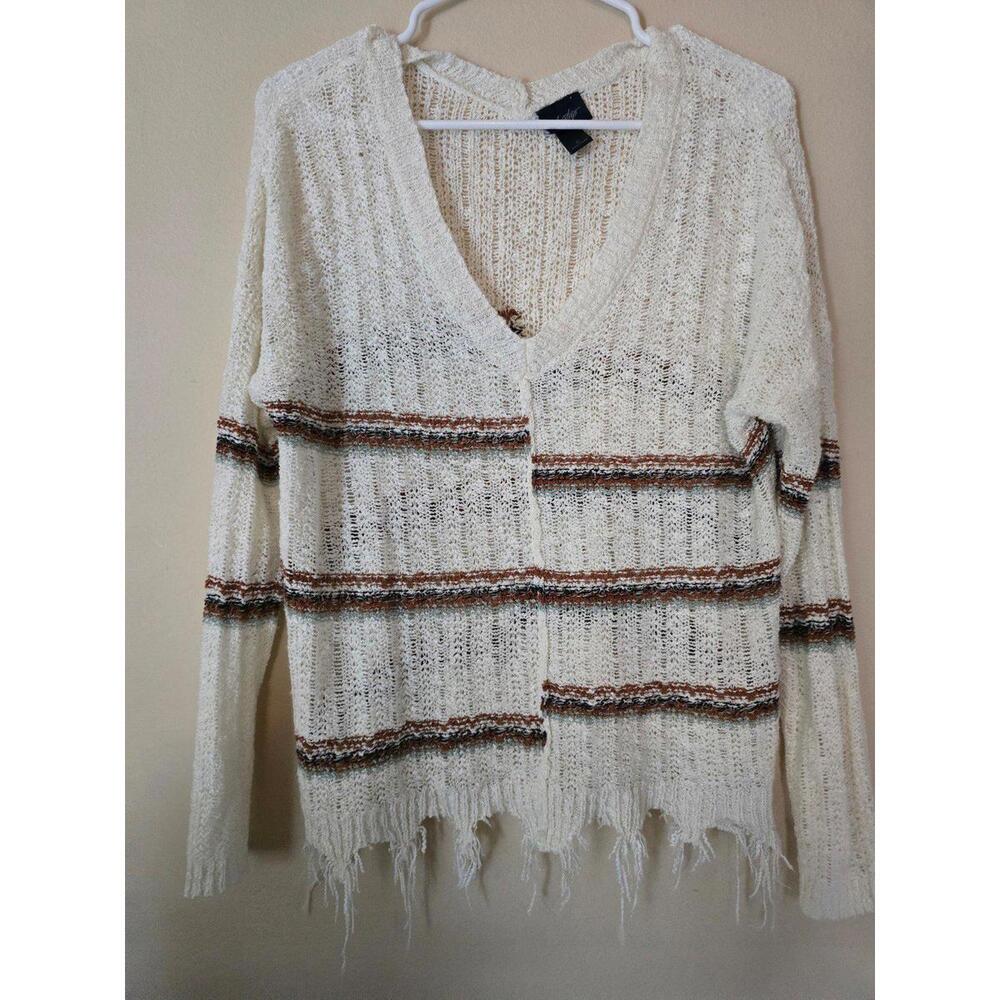Daytrip Striped Distressed Oversized Sweater (S)